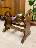 Prachtig vintage massief houten wijnrek brutalist design, Ophalen of Verzenden, Zo goed als nieuw, Hout, Minder dan 50 cm