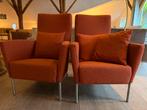 Montel - Twee Rode Design Stoelen met Kussens, Ophalen, Minder dan 50 cm, Gebruikt, Minder dan 75 cm