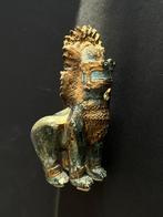 Khymer Gilt and Bronze Singha Temple Guardian Lian Statue, Ophalen of Verzenden, Gebruikt, Dier