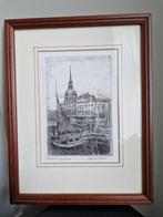 Prachtige ets  haven van Dordrecht van H W Bijl, Ophalen of Verzenden