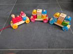 4 houten treinen, Kinderen en Baby's, Speelgoed | Houten speelgoed, Ophalen of Verzenden, Zo goed als nieuw, Duw- of Trekspeelgoed