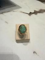 14k Gouden Ring met Chinese Jade - Vintage, 18 tot 19, Goudpunt, Geel, Ophalen of Verzenden