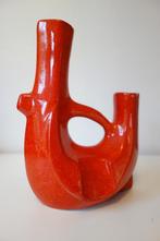 Retro/Vintage oranje siervaas van geglazuurd aardewerk 50cm, Antiek en Kunst, Ophalen of Verzenden