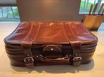 Vintage bruin/rode leren koffer, Sieraden, Tassen en Uiterlijk, Koffers, Gebruikt, Leer, Ophalen of Verzenden