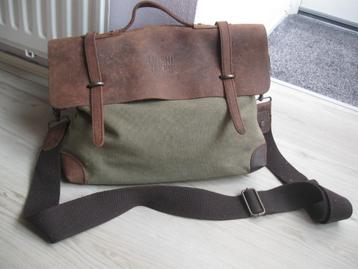 LINSHI TASKS bag stoere schoudertas canvas leer goede staat beschikbaar voor biedingen