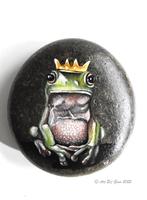 Prince Charming, knappe kikker geschilderd op steen, Ophalen of Verzenden