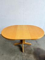 Vintage Ronde Uitschuifbare Eettafel, Licht Eiken, Huis en Inrichting, Tafels | Eettafels, Gebruikt, 100 tot 150 cm, Onbekend