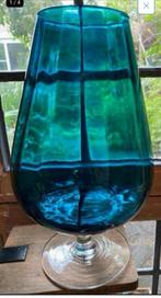 Empolli , Smaragdgroen 31 cm, Bowl op voet ,, Verticale Rib., Ophalen of Verzenden