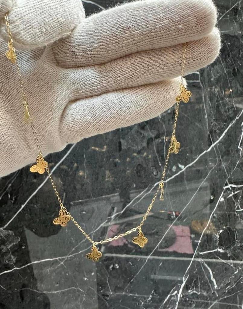 18k Gouden Enkelband met Vlinders, Ophalen of Verzenden, Goud