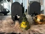 Stoer en sober 2 lantaarntjes zwart hout kerst, Ophalen of Verzenden, Zwart, Hout, Minder dan 25 cm