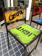 Eetkamerstoelen gerecyclede metalen olievaten 3 stuks, Huis en Inrichting, Ophalen, Overige kleuren, Zo goed als nieuw, Metaal