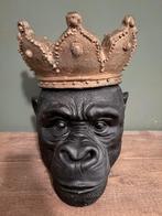 Luxe Gorilla Bloempot met Gouden Kroon – Zware Kwaliteit, Ophalen, Overige materialen, Zwart, Zo goed als nieuw