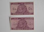UK, 2 Zegels Probate Court Fee Queen Victoria (Nadruk)., Postzegels en Munten, Postzegels | Europa | UK, Ophalen, Postfris