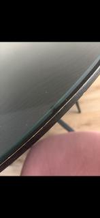 Ronde Eettafel met Glazen Blad, Huis en Inrichting, Tafels | Eettafels, Gebruikt, 100 tot 150 cm, Rond, Ophalen of Verzenden