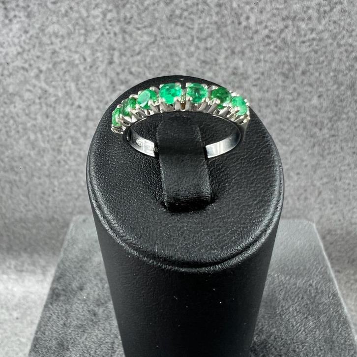 Gouden Ring | 18k | 2,3g | rijring smaragd | 16,5 | 396007, Sieraden, Tassen en Uiterlijk, Ringen, Gebruikt, Dame, Kleiner dan 17