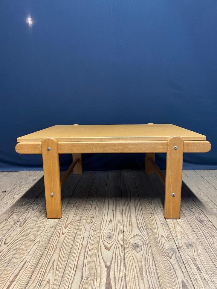 Vintage Salontafel hout in school stijl, Huis en Inrichting, Tafels | Salontafels, Gebruikt, Minder dan 50 cm, 50 tot 100 cm, 50 tot 100 cm