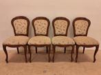 5 Brocante houten stoelen met stof, Ophalen, Gebruikt, Bruin, Vier