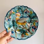Majolica Wasmuel barbotine bord vogel, Verzenden