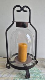 2x IJzeren Kandelaar met Glazen Stolp, Gebruikt, 50 tot 75 cm, Ophalen of Verzenden, Metaal