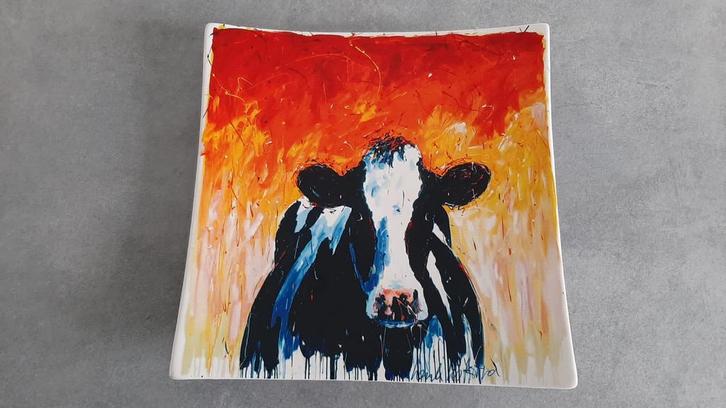 Henk Hofstra koe Schoonhoven keramiek wandbord schaal bord, Antiek en Kunst, Antiek | Keramiek en Aardewerk, Ophalen of Verzenden