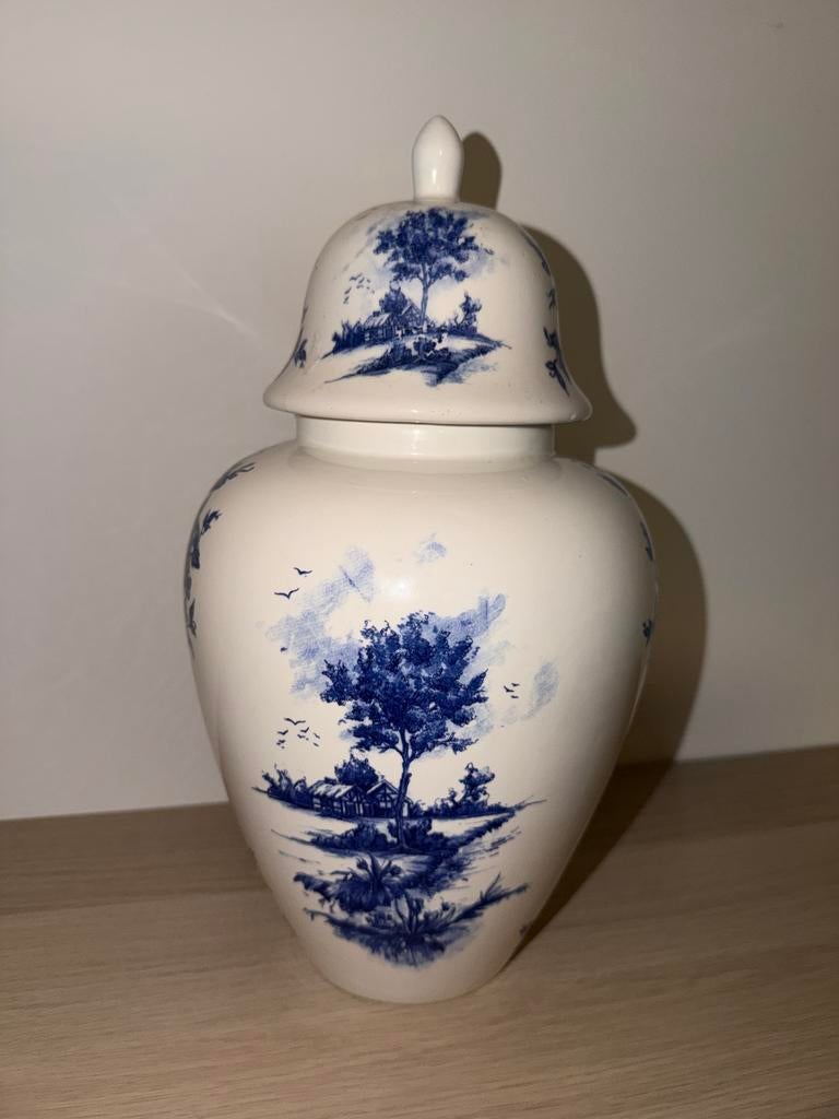 Delfts Blauw Vaas met Deksel - T Delfts, Ophalen of Verzenden