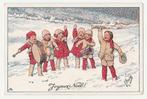 Feiertag.  Kinderen in de sneeuw.  Kerst en Nieuwjaar., Verzenden, 1920 tot 1940, Ongelopen, Overige thema's