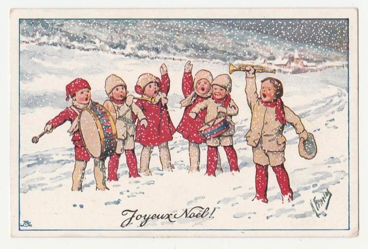 Feiertag.  Kinderen in de sneeuw.  Kerst en Nieuwjaar., Verzamelen, Ansichtkaarten | Themakaarten, Ongelopen, 1920 tot 1940, Overige thema's