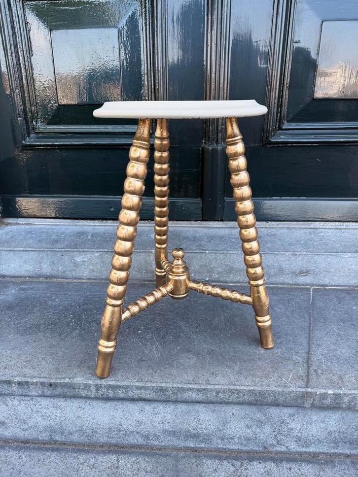 Vintage tafeltje, bijzettafel Hotel Chique taupe goud VdlM, Antiek en Kunst, Antiek | Meubels | Tafels, Ophalen