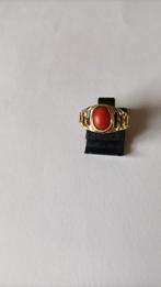 Oude gouden ring met Bloedkoraal, 14 krt, Sieraden, Tassen en Uiterlijk, Antieke sieraden, Verzenden, Goud, Ring, Met edelsteen