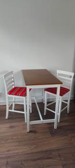 vidaXL Bartafel- en barstoelenset massief hout wit, Ophalen, 100 tot 150 cm, 50 tot 100 cm, Zo goed als nieuw