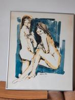 Oliver Tihi zeefdruk 2 naakte vrouwen, Antiek en Kunst, Ophalen