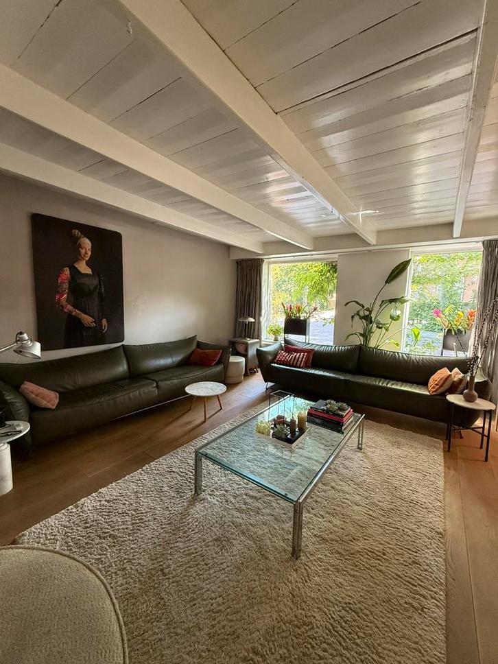 Jess Design 2x  4-zits leren bank – donkergroen – gebruikt, Huis en Inrichting, Banken | Complete zithoeken, Gebruikt, Leer, Ophalen