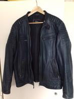 Blauwe leren heren jas maa XL, Ophalen of Verzenden, Gedragen, Maat 56/58 (XL), Blauw