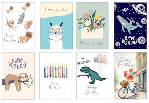 15 Verjaardagskaarten mix - 10x15 cm - met enveloppen, Diversen, Wenskaarten, Nieuw, Verzenden