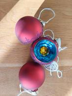 Drie kerstballen bordeau rood, blauw en oranje, Diversen, Kerst, Ophalen of Verzenden, Zo goed als nieuw