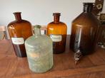 4 zeer grote apotheek potten flessen, 1 mst kraan, 41cm hoog, Antiek en Kunst, Ophalen of Verzenden