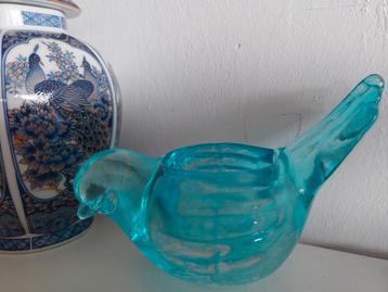 Turquoise Vogel Theelichthouder beschikbaar voor biedingen