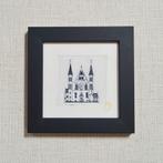 Ets Ridderzaal Den Haag 10x10 cm incl lijst, Minder dan 50 cm, Oorspronkelijke maker, Nieuw, Ophalen of Verzenden