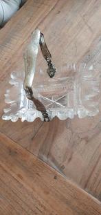Antieke kristallen mandje met bewerkte zilveren hengsel, Antiek en Kunst, Antiek | Glas en Kristal, Ophalen of Verzenden