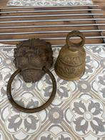 Bronzen deurklopper en bel, Antiek en Kunst, Antiek | Koper en Brons, Ophalen of Verzenden, Brons