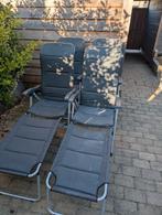 4 tuinstoelen met 2 voet elementen, Tuin en Terras, Tuinstoelen, Ophalen, Gebruikt, Aluminium, Verstelbaar