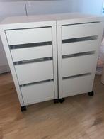 2x IKEA MICKE ladeblok op wielen - wit, Ophalen, Gebruikt, 5 laden of meer, Minder dan 100 cm