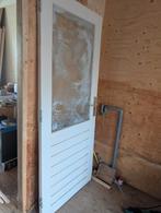 Hardhouten buitendeur met meranti kozijn – zwaar en degelijk, Gebruikt, 80 tot 100 cm, Ophalen of Verzenden, Buitendeur