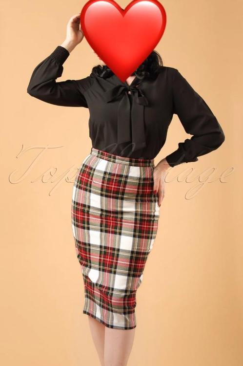 TOPVINTAGE TOP VINTAGE RETRO BUNNY TARTAN ROK NIEUW S 36, Kleding | Dames, Rokken, Nieuw, Maat 36 (S), Overige kleuren, Onder de knie