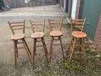 Houten Barkrukken Set van 4, Ophalen, Gebruikt, Met voetsteun, 90 cm of meer
