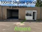 TE HUUR 100m2 Bedrijfspand + parkeren, Almere centrum, Zakelijke goederen, 100 m², Huur, Bedrijfsruimte