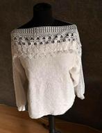 Mooie witte teddy trui met kant mt M, Ophalen of Verzenden, Zo goed als nieuw, Maat 38/40 (M), Wit