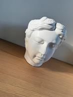 Witte keramische bloempot in de vorm van een hoofd, Ophalen, Zo goed als nieuw