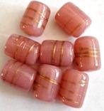 Roze buis glas kralen met goudkleur streepje 15x12 mm, Hobby en Vrije tijd, Kralen en Sieraden maken, Verzenden, Nieuw, Kraal