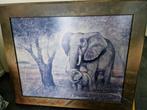 Sfeervol SCHILDERIJ met doorgeschilderde lijst, Gebruikt, Ophalen of Verzenden, Schilderij, 75 tot 100 cm